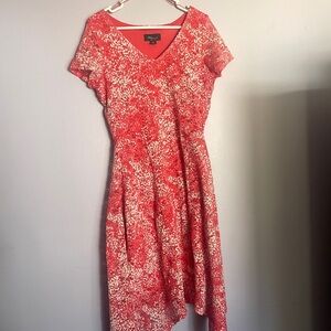 Coral floral print dress